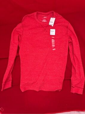 NWT Sonoma Supersoft Thermal Long Sleeve Shirt Women's Red Waffle Knit